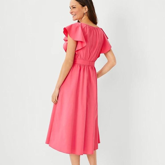 Ann Taylor Flutter Sleeve Flare Dress New - Picture 2 of 2